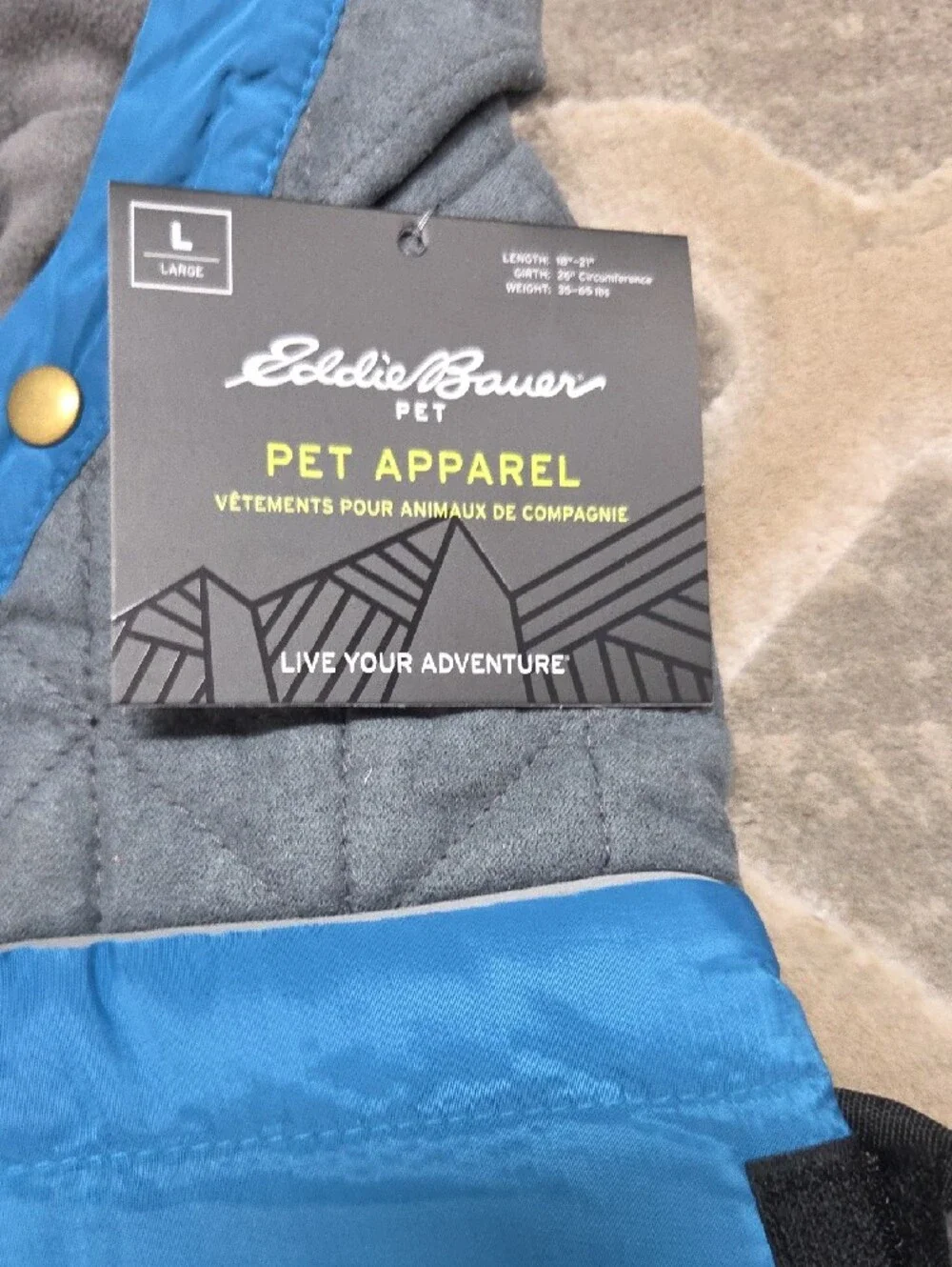 Eddie Bauer Blue & Gray Quilted Puffer Jacket For Dogs